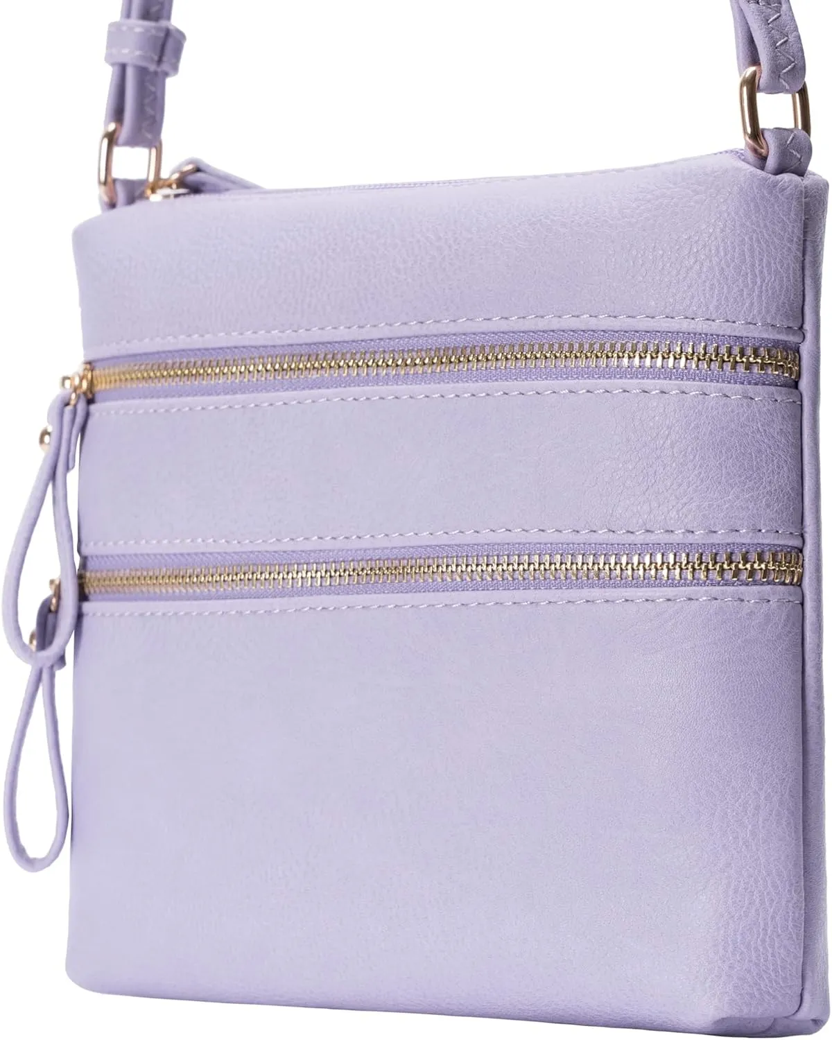 Solene Small Multi Zipper Pocket Crossbody Bag with Adjustable Strap, Lightweight Travel Purse, Daily Small Messenger Pouch