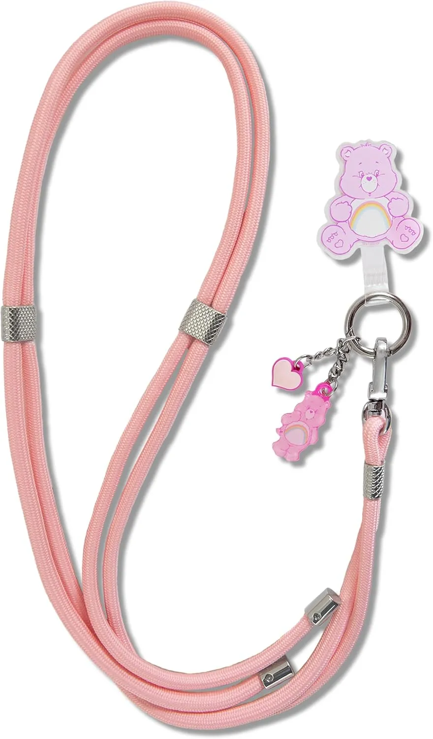 Sonix x Care Bears | Crossbody Phone Strap with Charms | Adjustable, Universal Cell Phone Rope Strap Lanyard | Pink Cord | Cheer Bear
