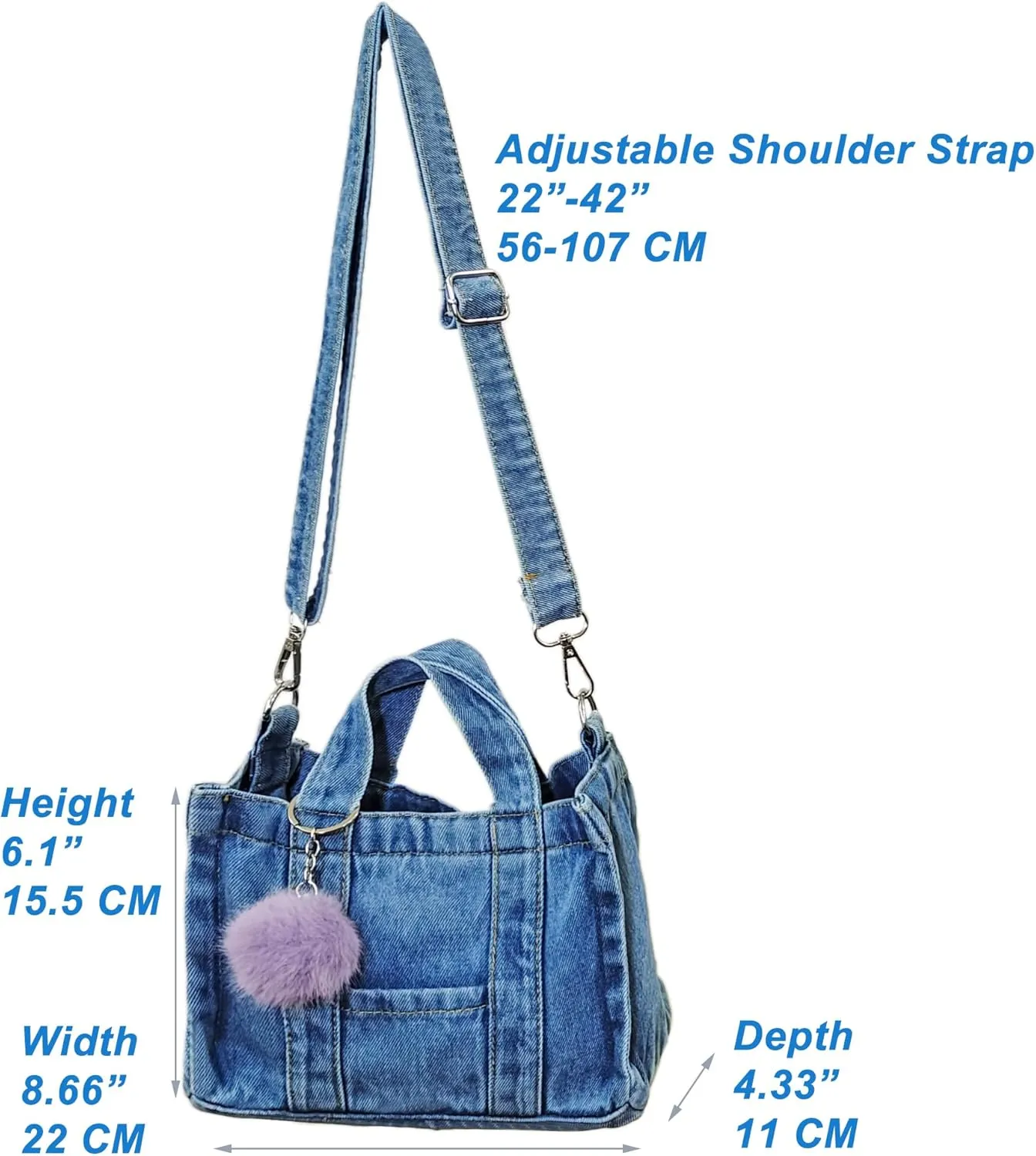 SoonerCozer Crossbody Denim Purse Fashion Small Hobo Bag Stylish Handbag Tote Bag for Women