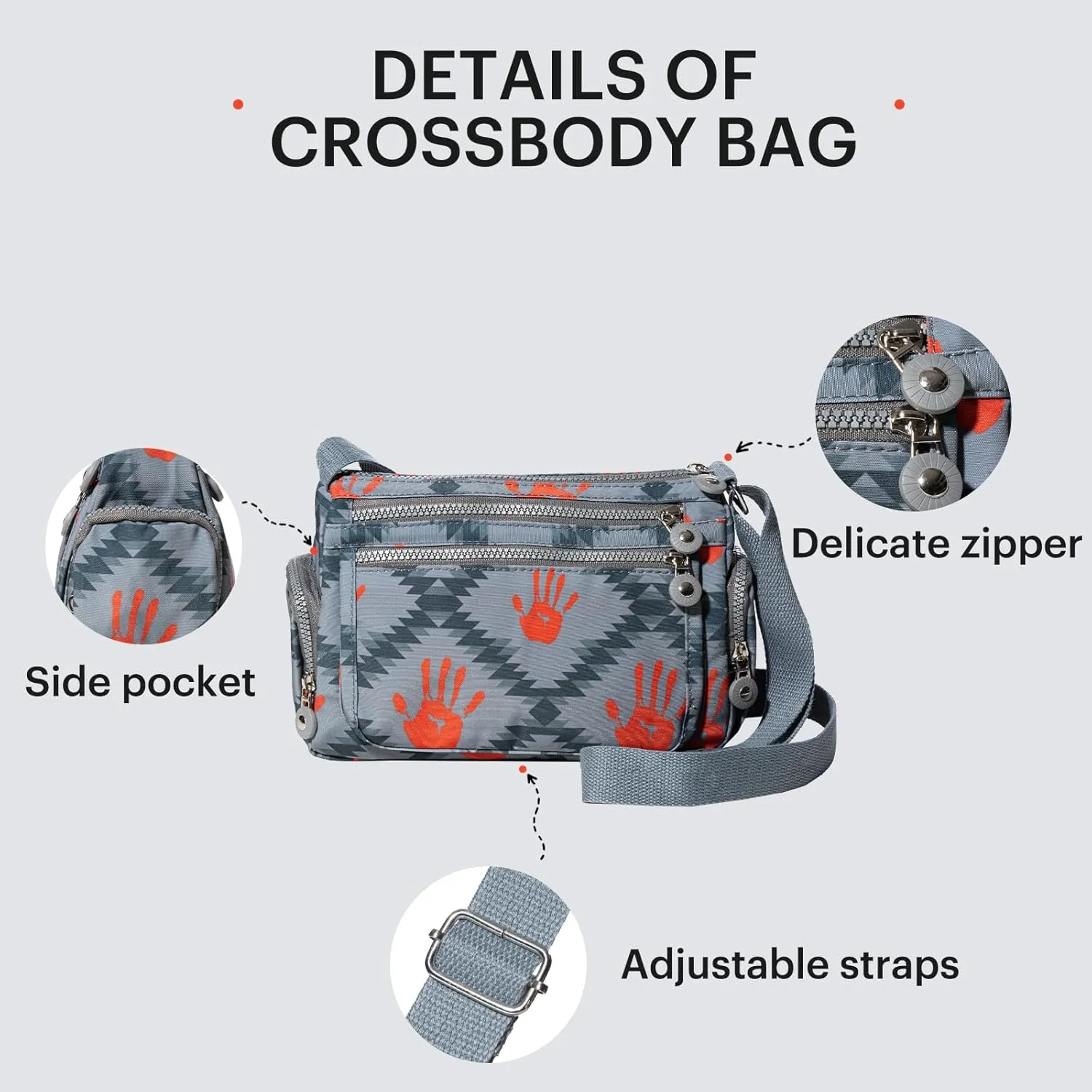 Southwest Crossbody Bag, Navajo Pattern, Roomy Multiple Pockets Bags, Shoulder Satchel Purse, with Adjustable Strap