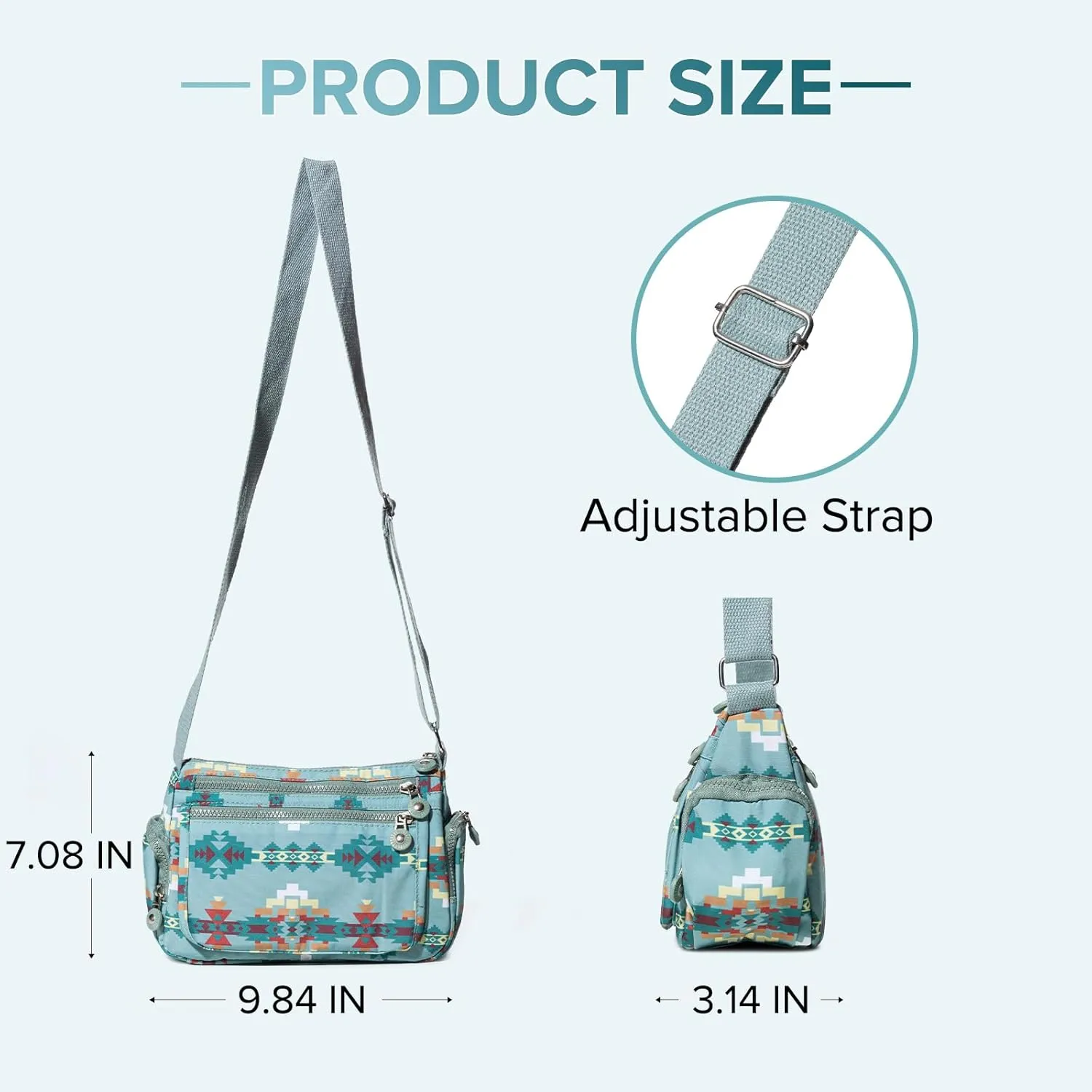 Southwest Shoulder Crossbody Bag for Women, Aztec Satchel&Purse with Multi Zipper Pocket and Adjustable Strap