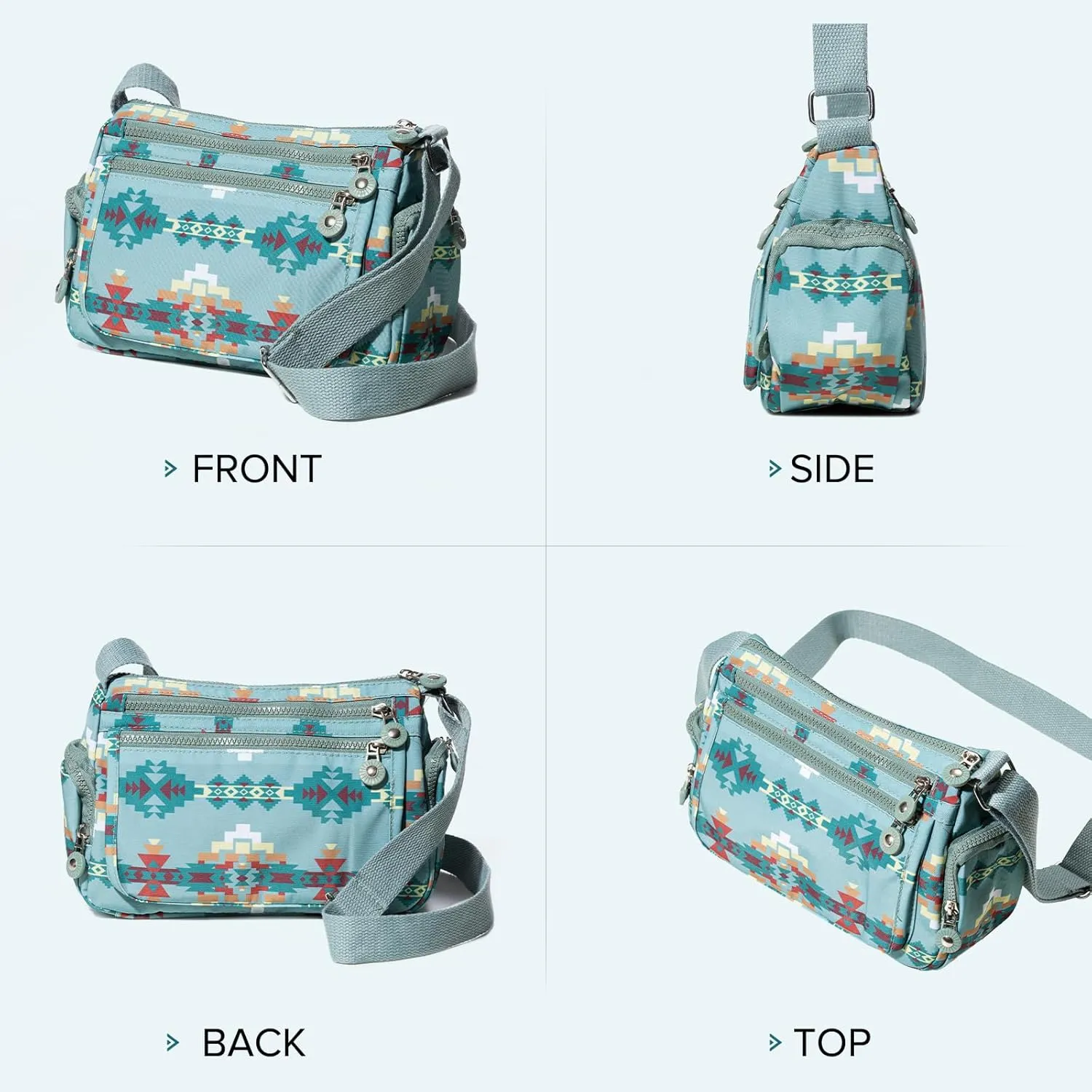 Southwest Shoulder Crossbody Bag for Women, Aztec Satchel&Purse with Multi Zipper Pocket and Adjustable Strap