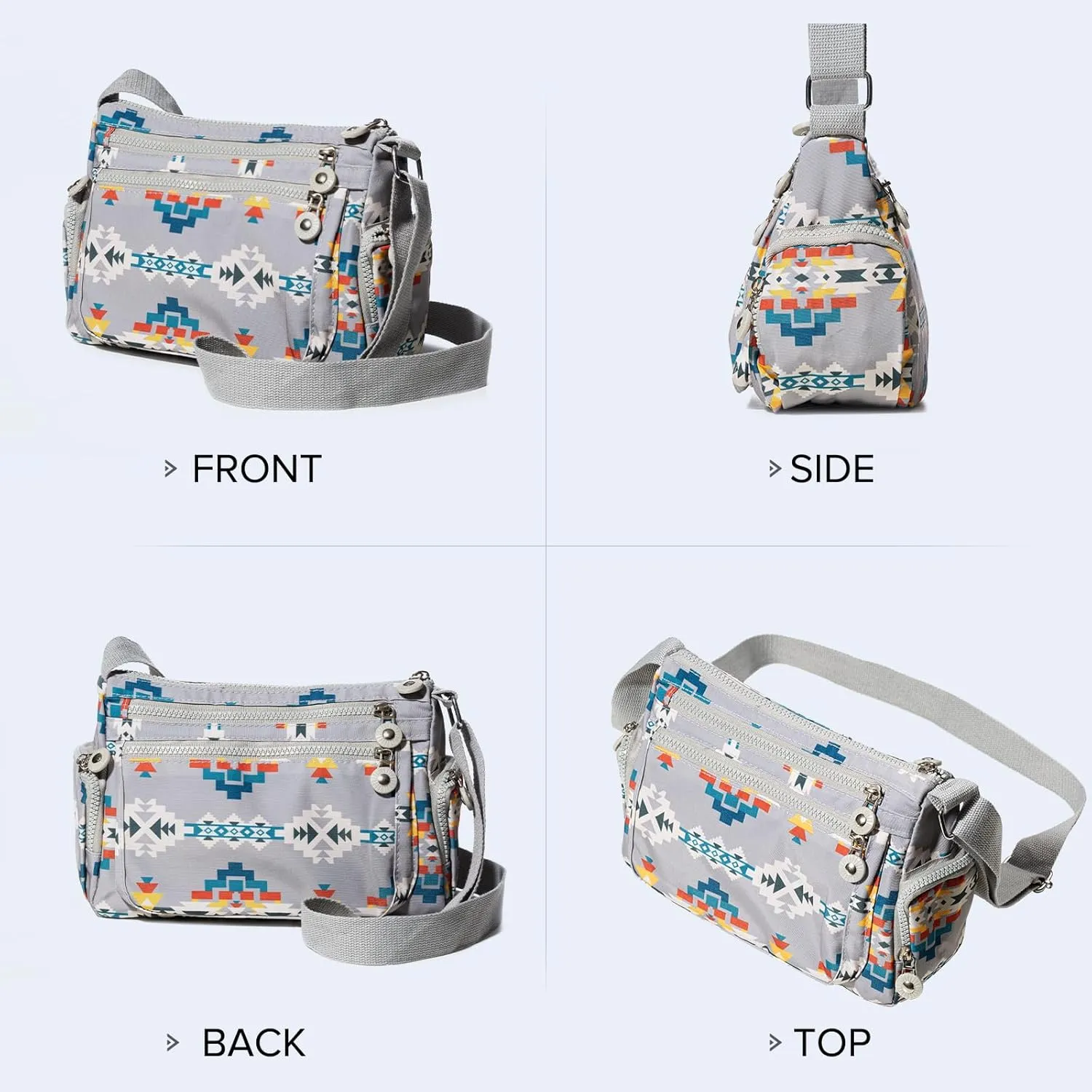 Southwest Shoulder Crossbody Bag for Women, Aztec Satchel&Purse with Multi Zipper Pocket and Adjustable Strap