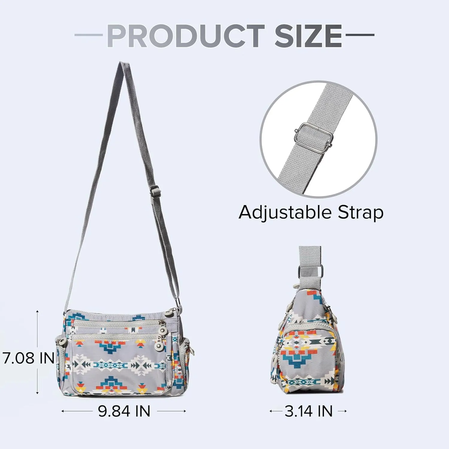Southwest Shoulder Crossbody Bag for Women, Aztec Satchel&Purse with Multi Zipper Pocket and Adjustable Strap