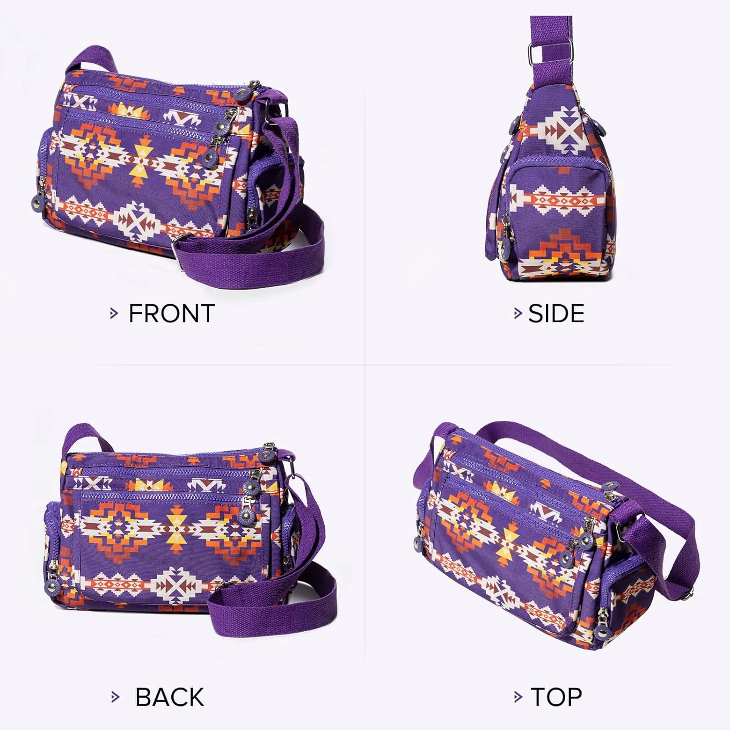 Southwest Shoulder Crossbody Bag for Women, Aztec Satchel&Purse with Multi Zipper Pocket and Adjustable Strap