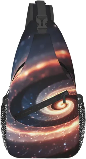 Space Spiral Cosmic Energy print Cross bag, chest crossbody bag, men's cross chest bag, adjustable outdoor travel bag