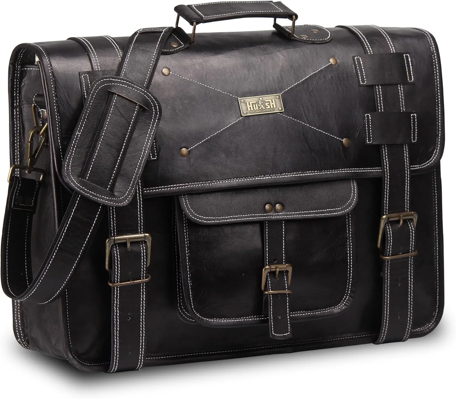 Spacious Leather Laptop Briefcase for Men - Everyday Handmade Messenger Bag for 17 Inch Laptops