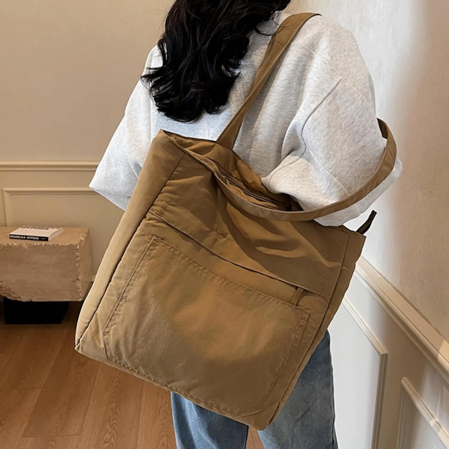 Spacious Nylon Shoulder Bag For Students And Professionals Handbag For Commuting Or Class With Water Resistant Fabric