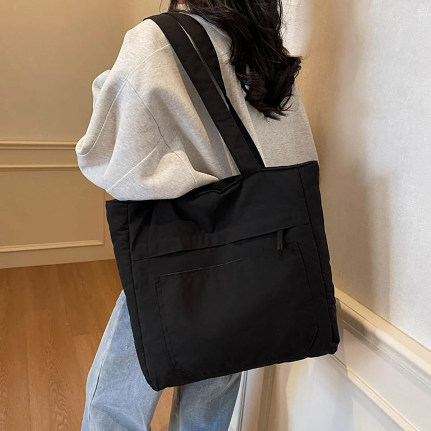 Spacious Nylon Shoulder Bag For Students And Professionals Handbag For Commuting Or Class With Water Resistant Fabric