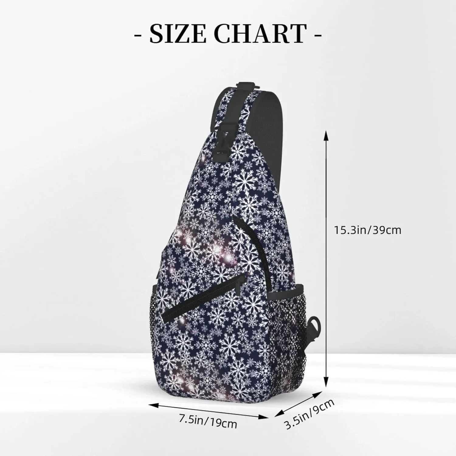 Sparkling Flares Snowflakes Snowfall Navy Blue Cross Chest Bag Diagonally Hiking Crossbody Bag Travel Shoulder Daypack Lightweight Sling Backpack Cycling Daypacks Fitness Chest Backpacks