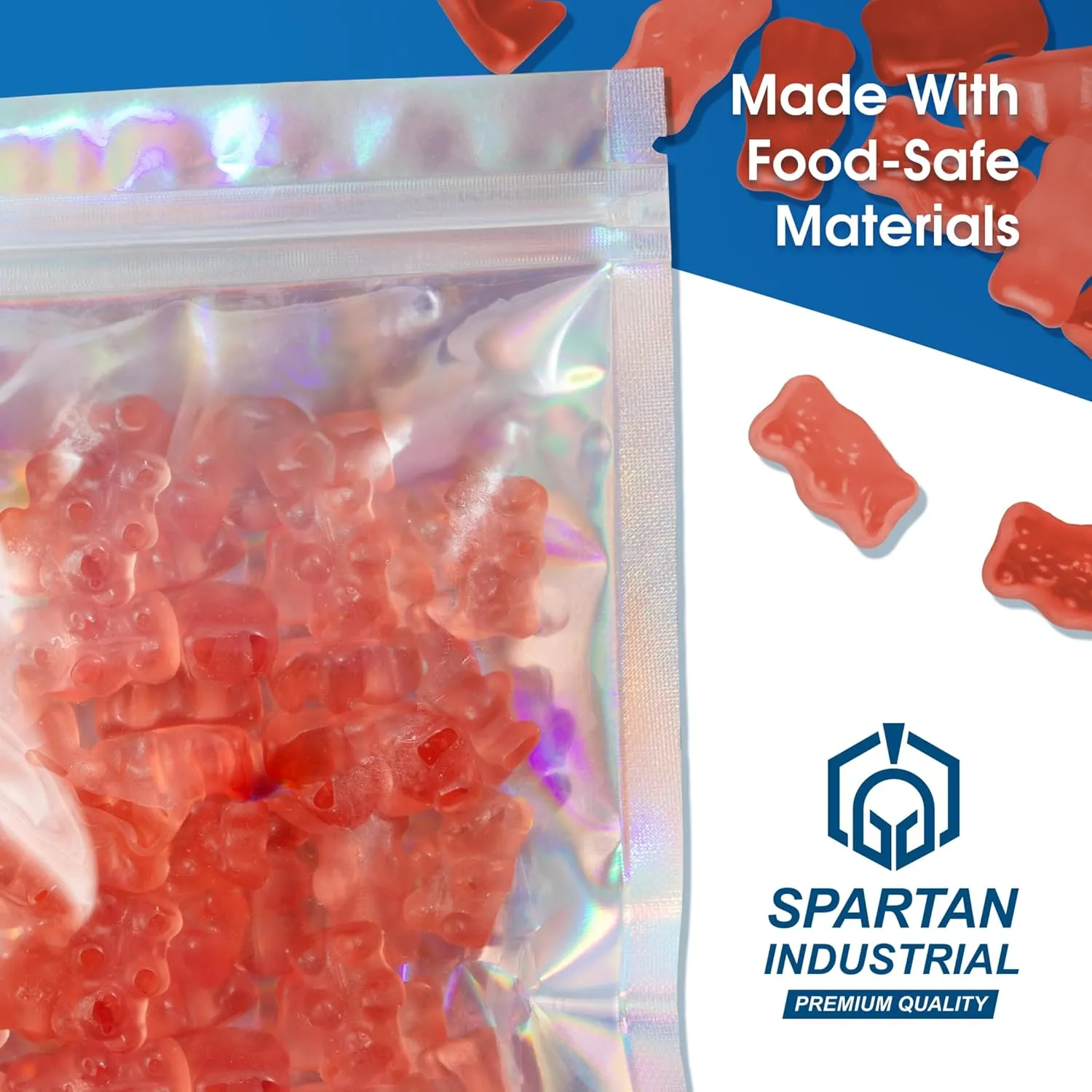 Spartan Industrial - 5" X 7" Holographic Resealable Bags - Pack of 1000 Smell-Proof Heat Seal Bags for Cookies, Candy Packaging, Bath Salts, and More