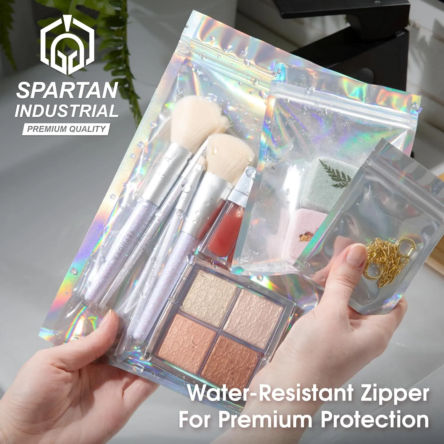 Spartan Industrial - 5" X 7" Holographic Resealable Bags - Pack of 1000 Smell-Proof Heat Seal Bags for Cookies, Candy Packaging, Bath Salts, and More