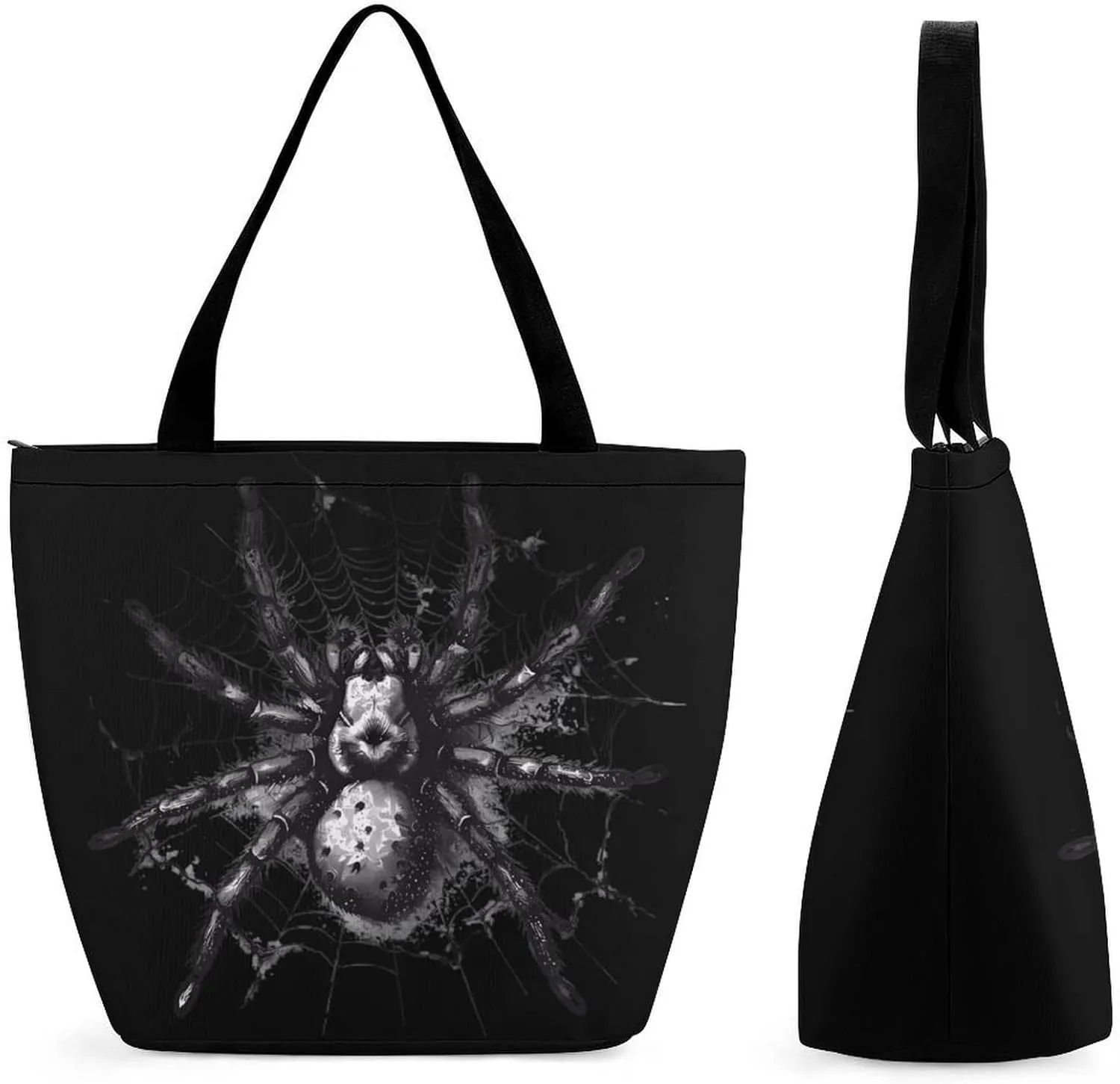 Spider Animal Motif Womens Tote Bag Purse with Zippered Shoulder Handbags For Work