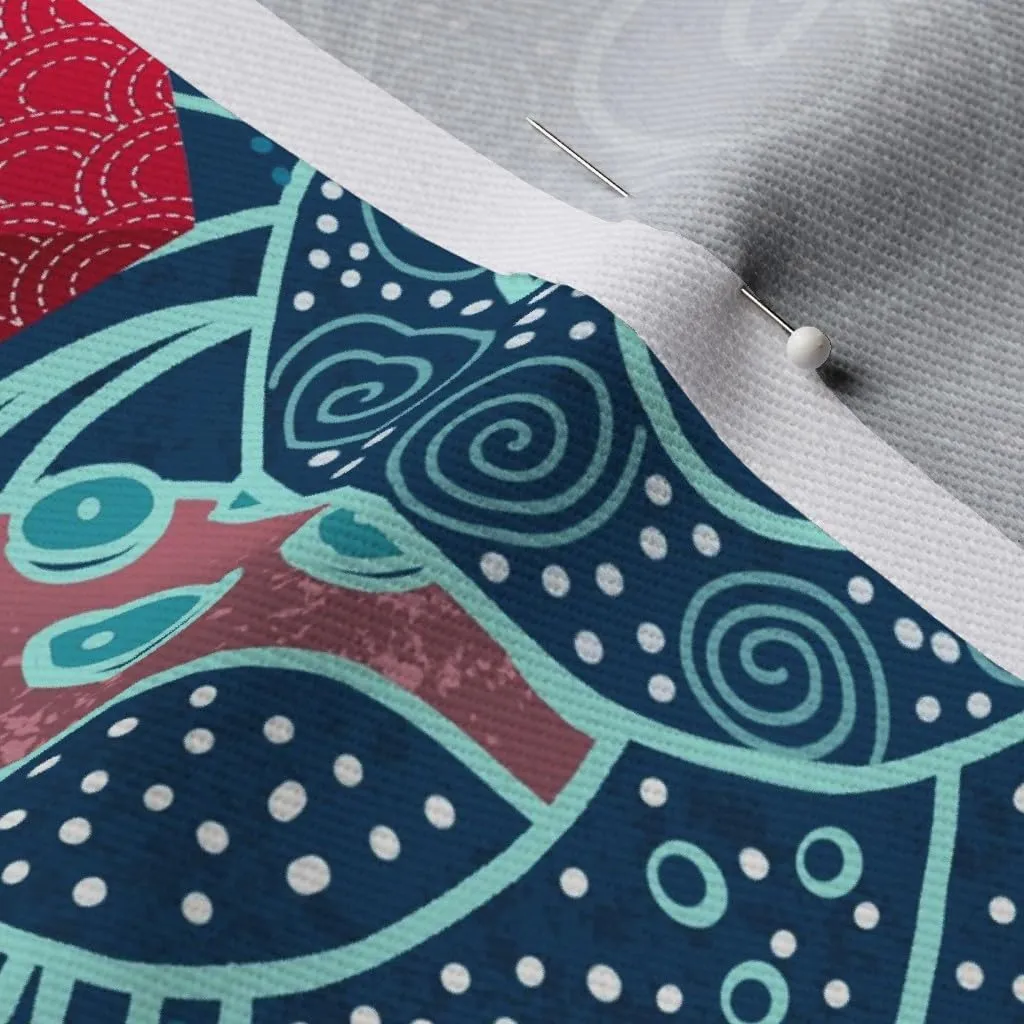 Spoonflower Fabric - Kraken Octopus Origami Boats Ocean Wave Humpback Whale Nautical Paper Printed on Denim Fabric Fat Quarter - Bottomweight Apparel Home Decor Upholstery