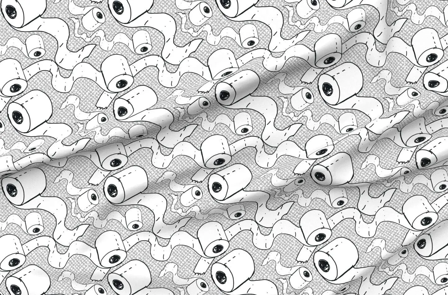 Spoonflower Fabric - Toilet Paper Roll Toilet Tissue Black White Household Supplies Printed on Denim Fabric Fat Quarter - Bottomweight Apparel Home Decor Upholstery