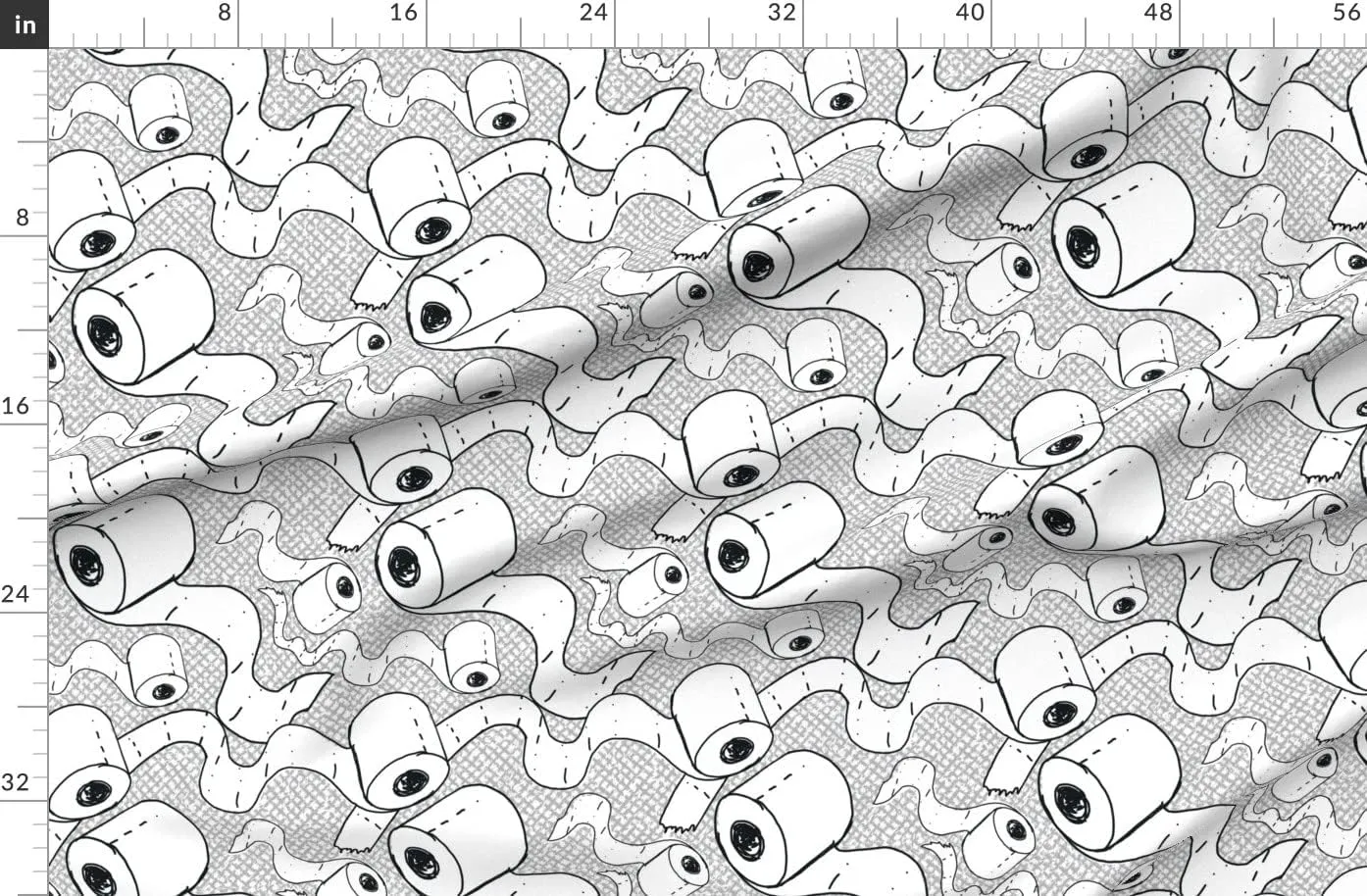 Spoonflower Fabric - Toilet Paper Roll Toilet Tissue Black White Household Supplies Printed on Denim Fabric Fat Quarter - Bottomweight Apparel Home Decor Upholstery