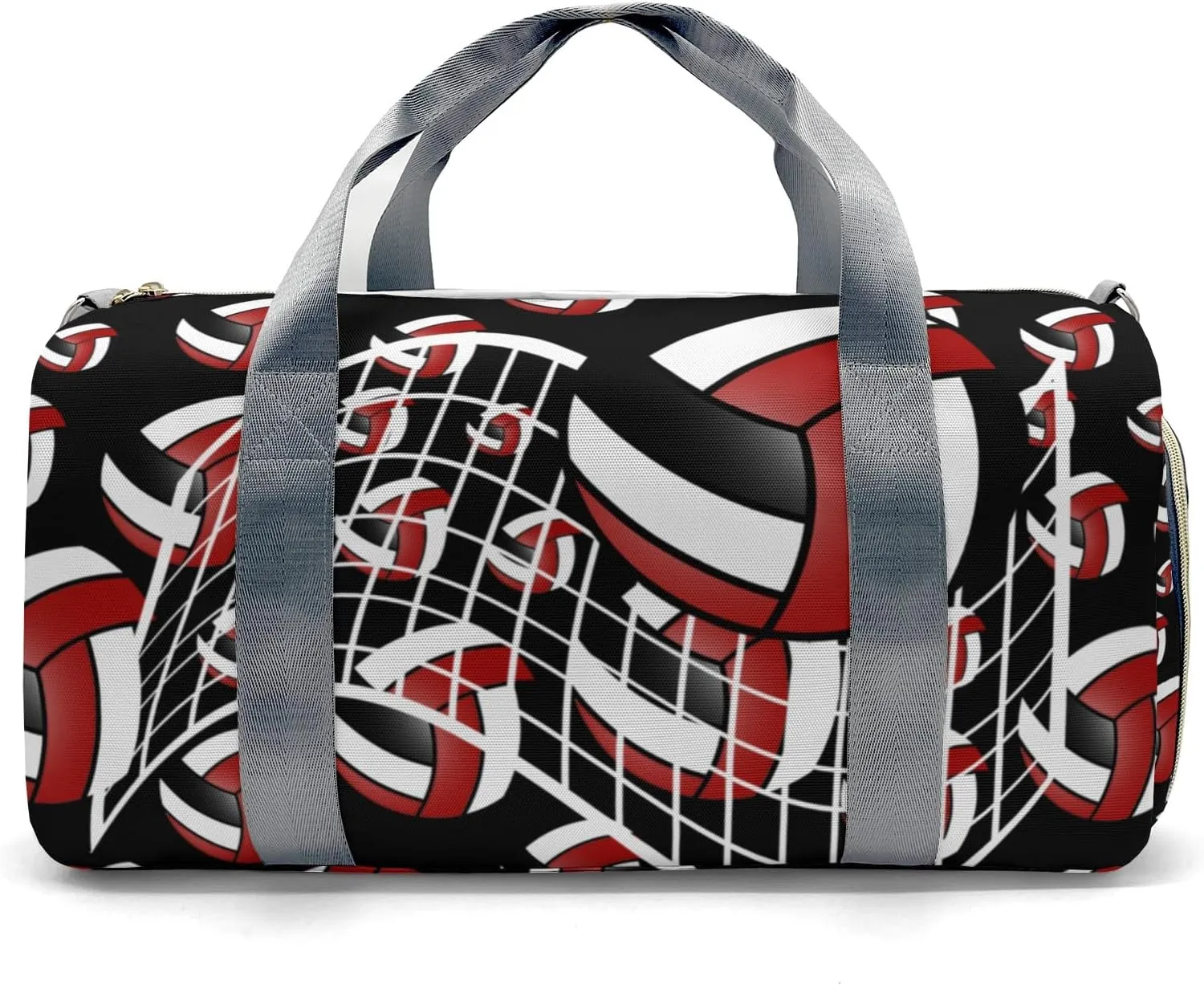 Sport Player Gym Bags Travel Duffle Bag,Volleyball Dark Red Weekender Duffel Bag with Shoe Compartment,Personalized Workout Duffle Sports Bag for Travel Yoga