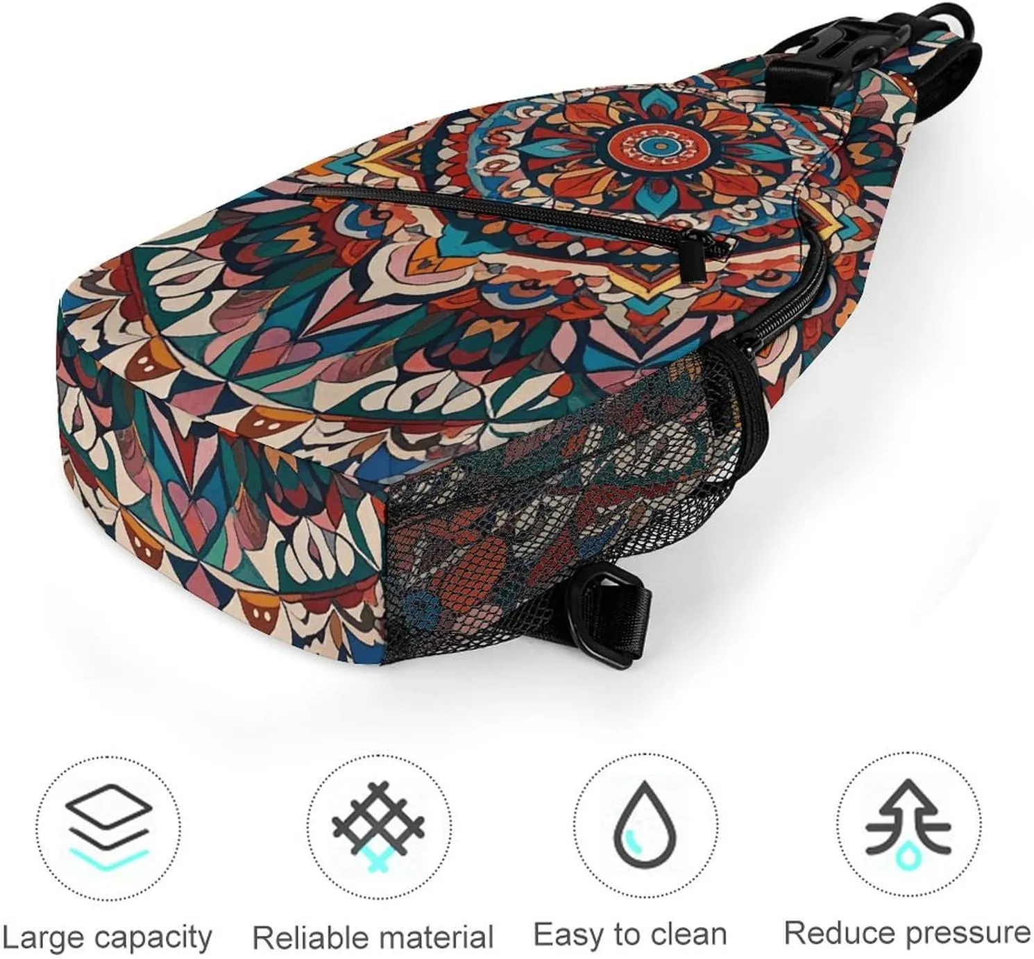 Spring Floral Patterns Sling Bag Lightweight Crossbody Chest Pack Travel Shoulder Bag with Adjustable Strap