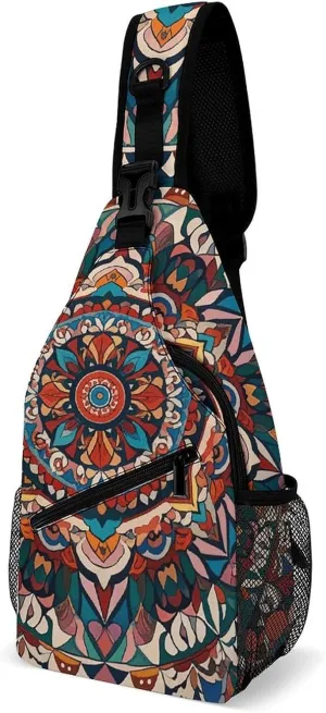 Spring Floral Patterns Sling Bag Lightweight Crossbody Chest Pack Travel Shoulder Bag with Adjustable Strap