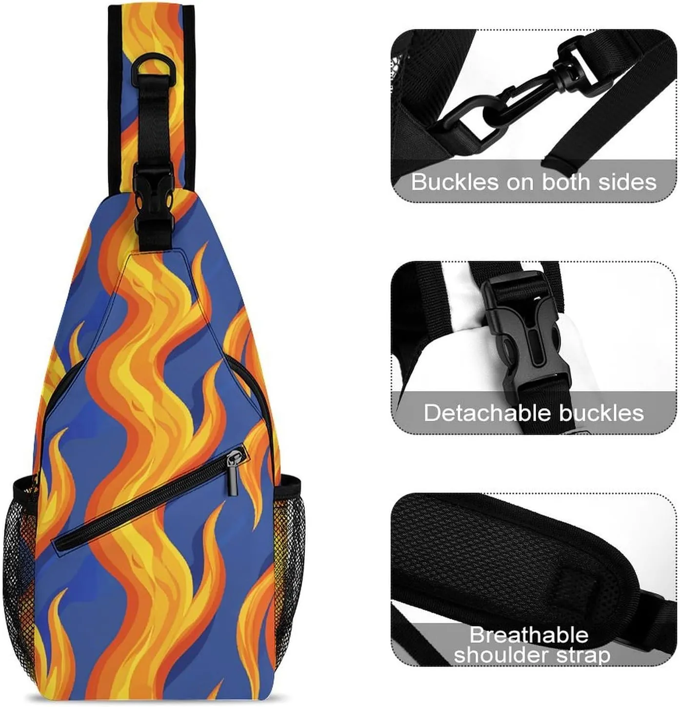 Spring Floral Patterns Sling Bag Lightweight Crossbody Chest Pack Travel Shoulder Bag with Adjustable Strap
