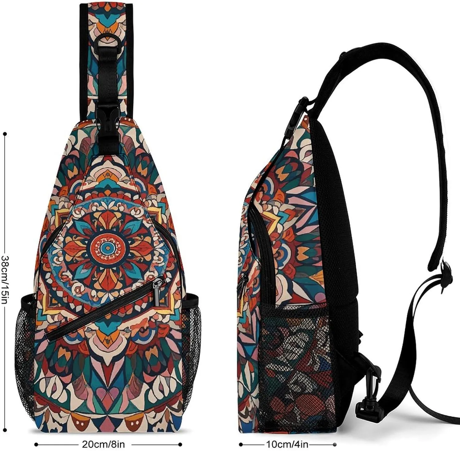 Spring Floral Patterns Sling Bag Lightweight Crossbody Chest Pack Travel Shoulder Bag with Adjustable Strap