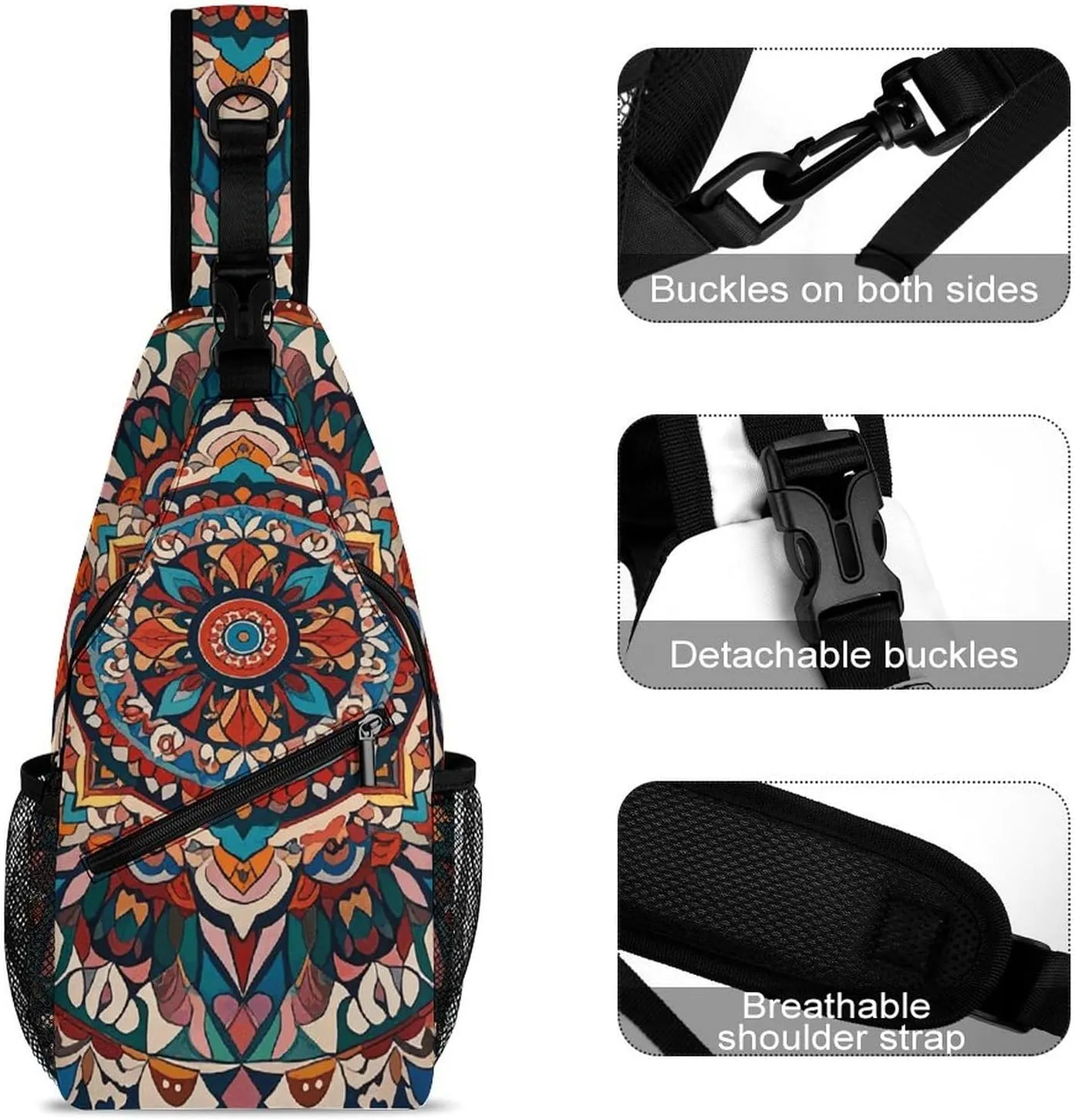 Spring Floral Patterns Sling Bag Lightweight Crossbody Chest Pack Travel Shoulder Bag with Adjustable Strap