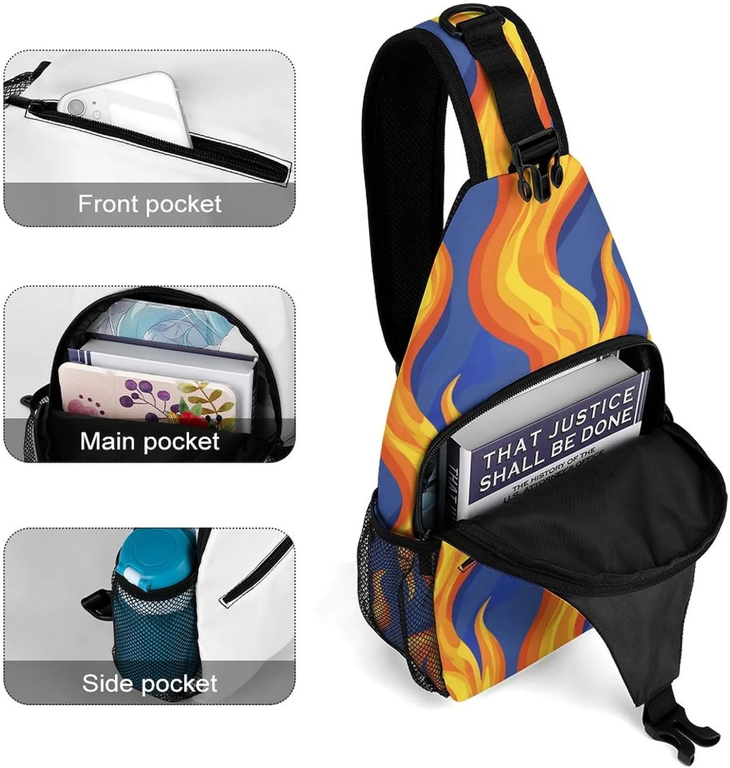 Spring Floral Patterns Sling Bag Lightweight Crossbody Chest Pack Travel Shoulder Bag with Adjustable Strap