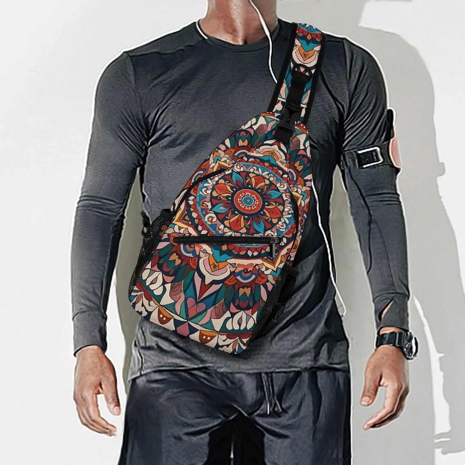 Spring Floral Patterns Sling Bag Lightweight Crossbody Chest Pack Travel Shoulder Bag with Adjustable Strap