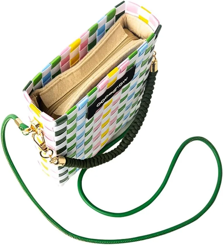 Square Cross-Body Handbag,Vintage Women's Hand-Woven Basket Bag, With Detachable Shoulder Strap and Hand Strap