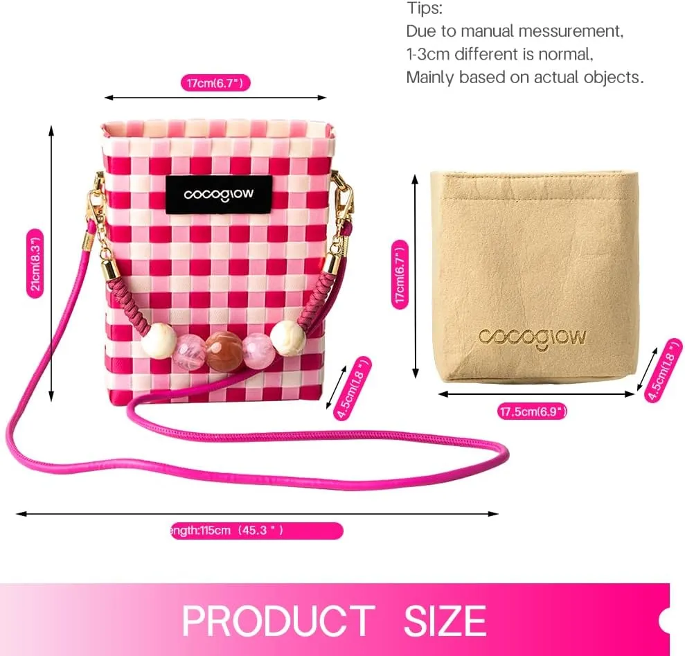 Square Cross-Body Handbag,Vintage Women's Hand-Woven Basket Bag, With Detachable Shoulder Strap and Hand Strap