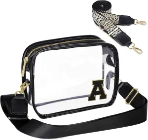 Stadium-Approved Clear Initial Purse, Crossbody Bag for Events, Concert and Sports,Adjustable Strap