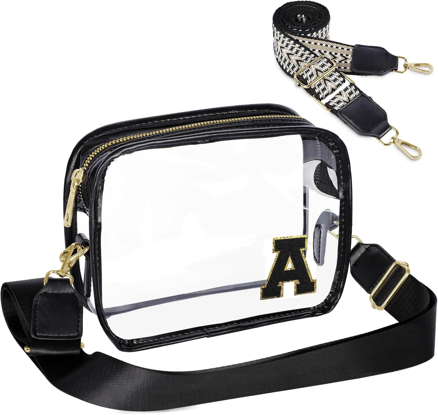 Stadium-Approved Clear Initial Purse, Crossbody Bag for Events, Concert and Sports,Adjustable Strap
