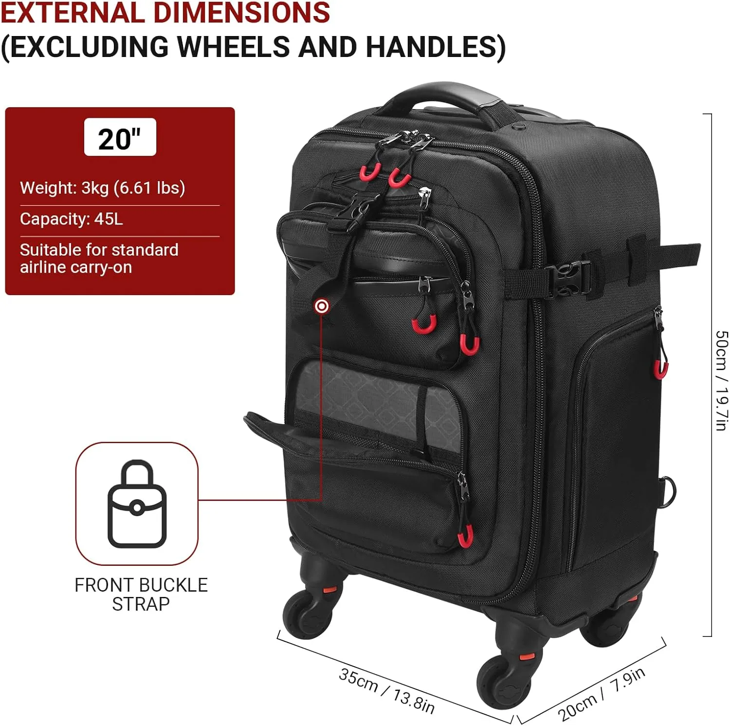 star cloud Rolling Backpack with Wheels - Water-Resistant, Comes with 2 Extra Replacement Wheels, Airline Approved Travel Luggage, Ideal Carry-On Suitcase (Carry on - 20inch)