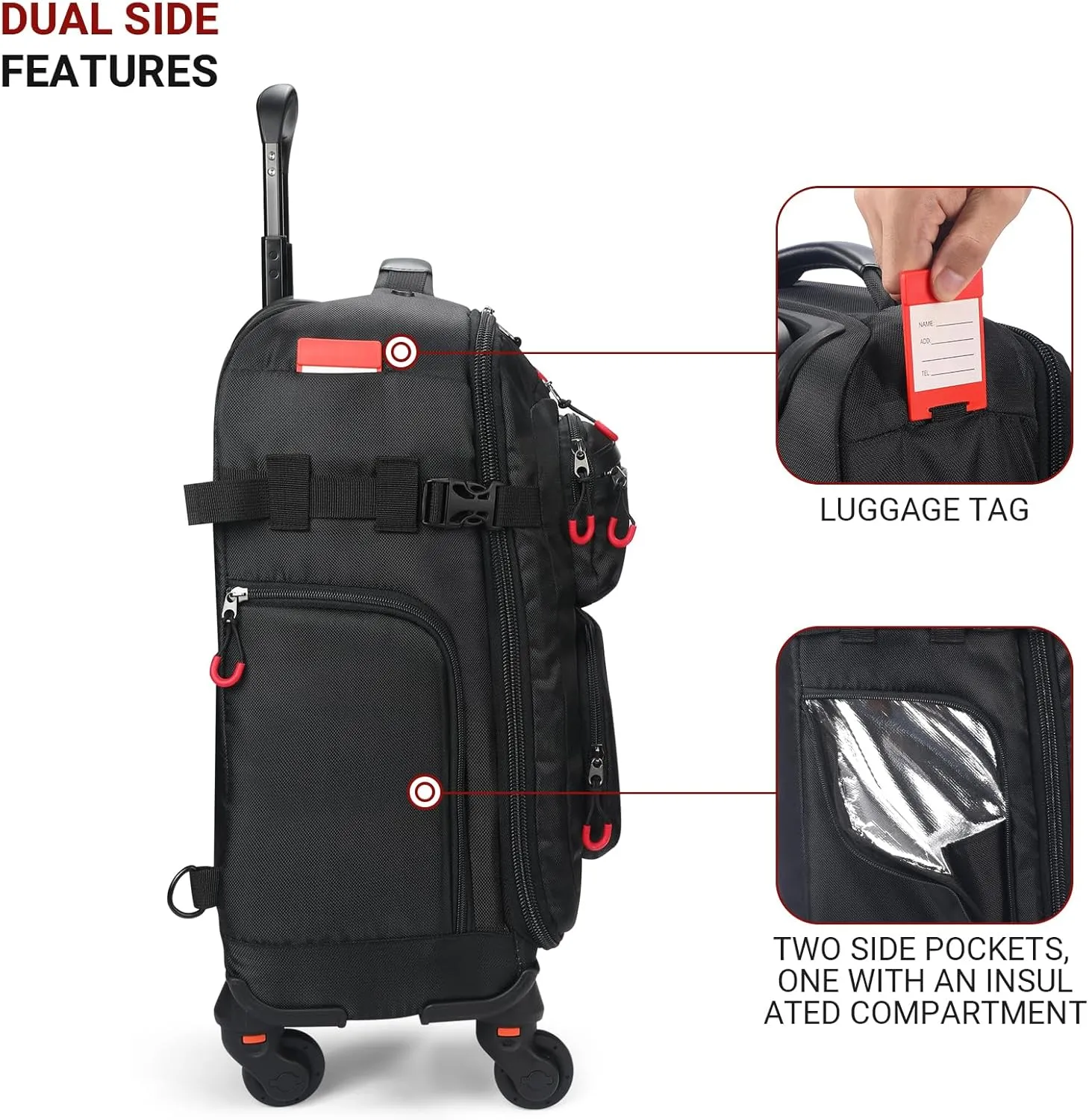 star cloud Rolling Backpack with Wheels - Water-Resistant, Comes with 2 Extra Replacement Wheels, Airline Approved Travel Luggage, Ideal Carry-On Suitcase (Carry on - 20inch)