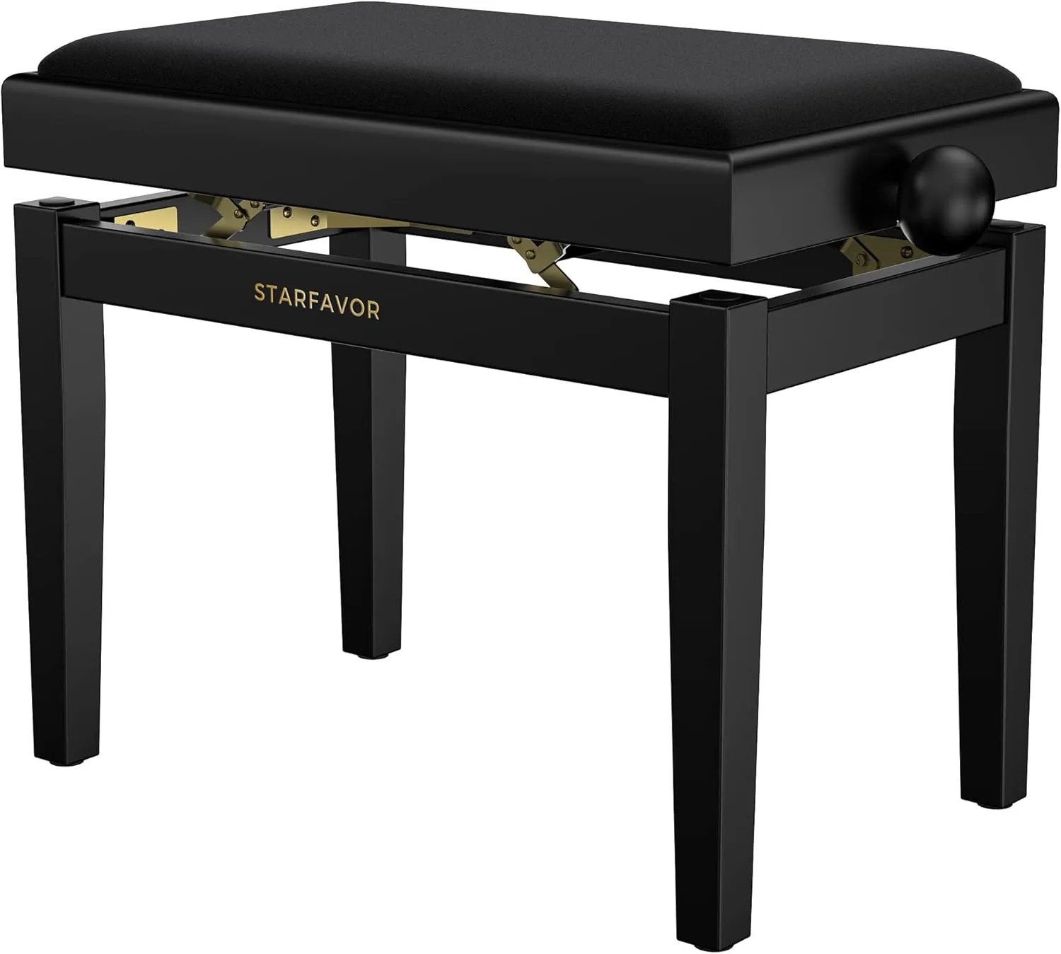 Starfavor Piano Bench Adjustable, Keyboard Chair Wooden Piano Stool Padded Seat Cushion, Black, SPB-480K