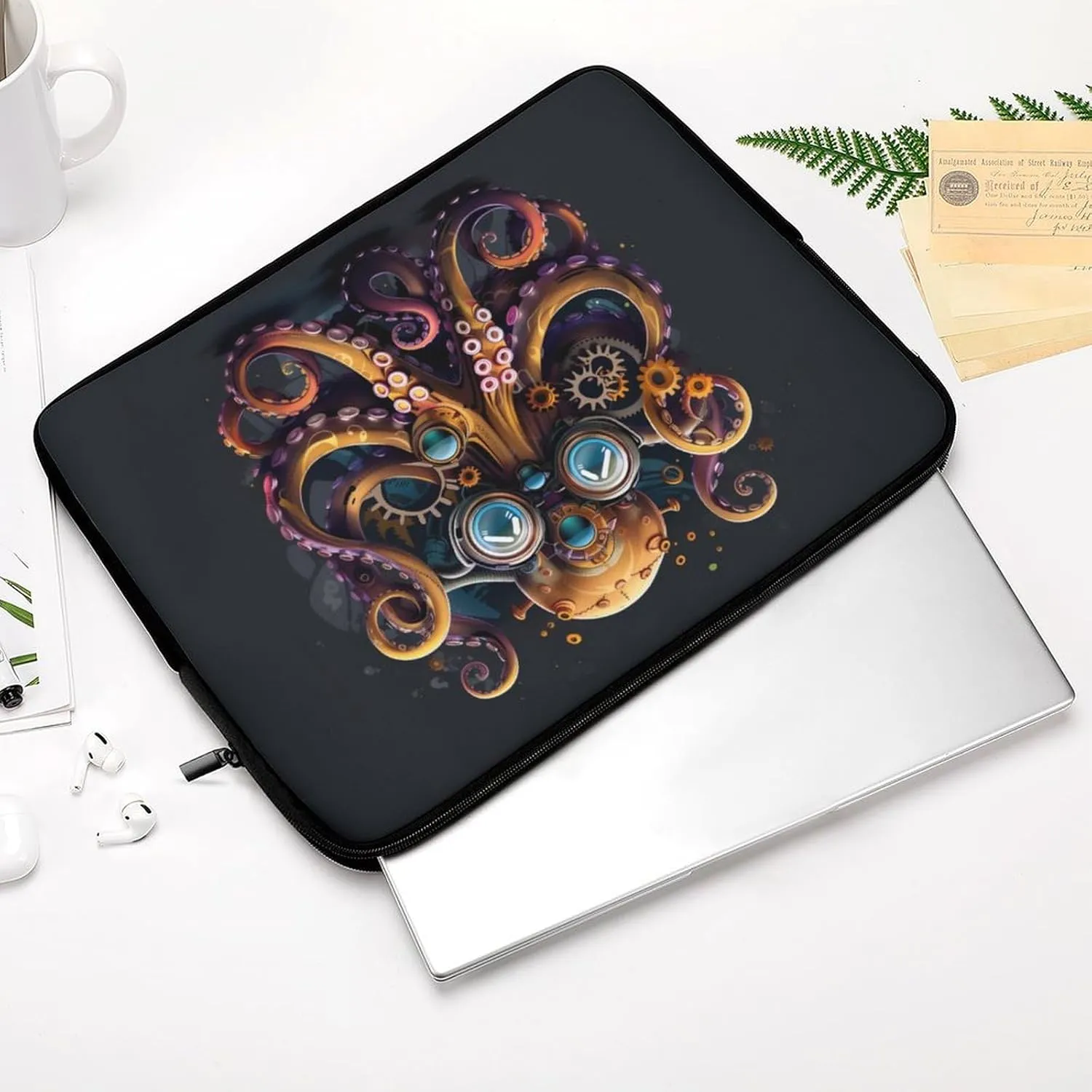 Steampunk Octopus Mechanical Laptop Sleeve 13/15 Inch Briefcase Cover Shockproof Protective Case Handbags Portable Laptop Bag