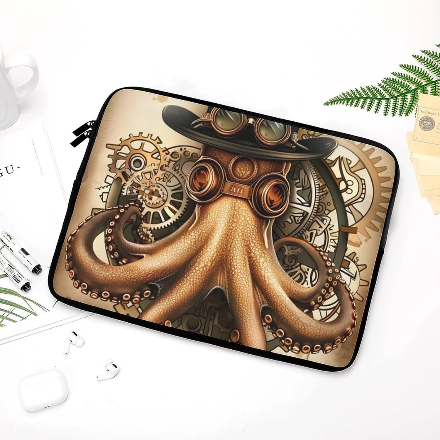 Steampunk Octopus Mechanical Laptop Sleeve 13/15 Inch Briefcase Cover Shockproof Protective Case Handbags Portable Laptop Bag
