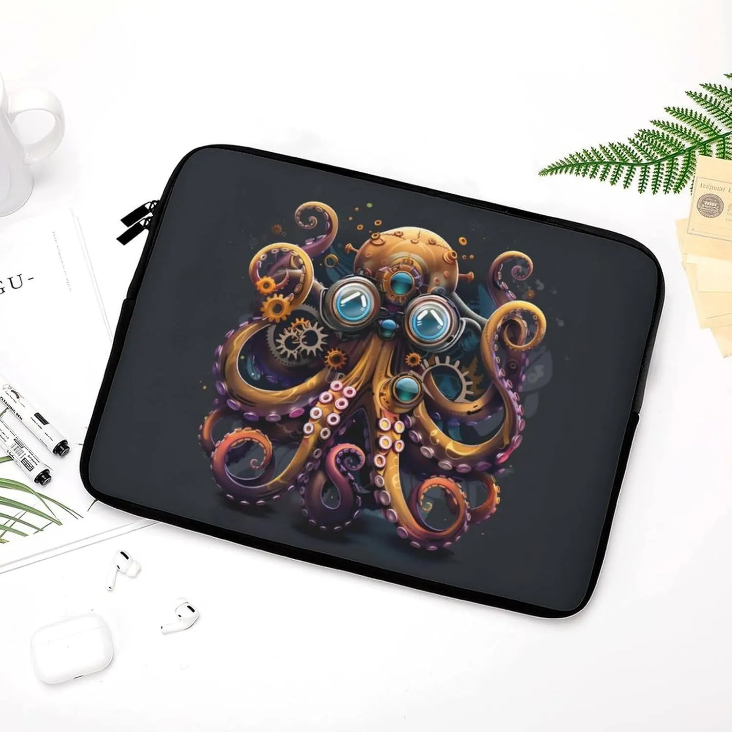 Steampunk Octopus Mechanical Laptop Sleeve 13/15 Inch Briefcase Cover Shockproof Protective Case Handbags Portable Laptop Bag