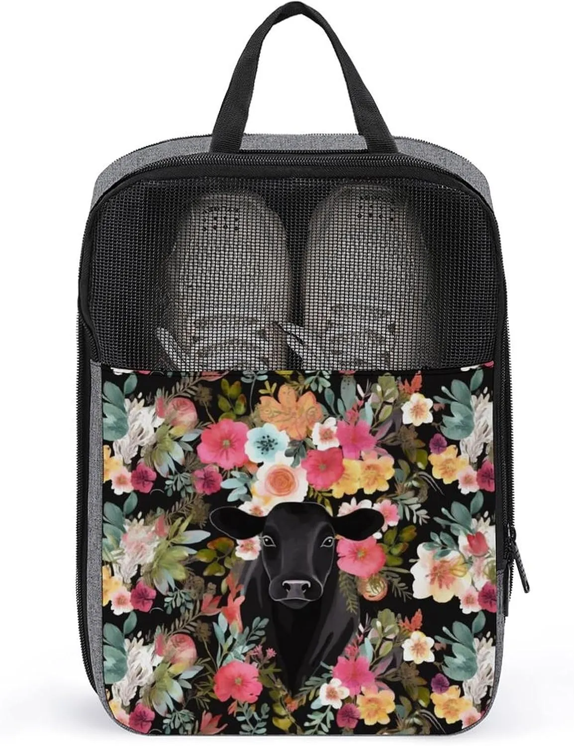 Steer Floral Shoe Bag Shoe Bags for Travel Waterproof Shoe Bag Shoes Storage Organizer with Zipper & Handle Sneaker Bag Shoe Pouch