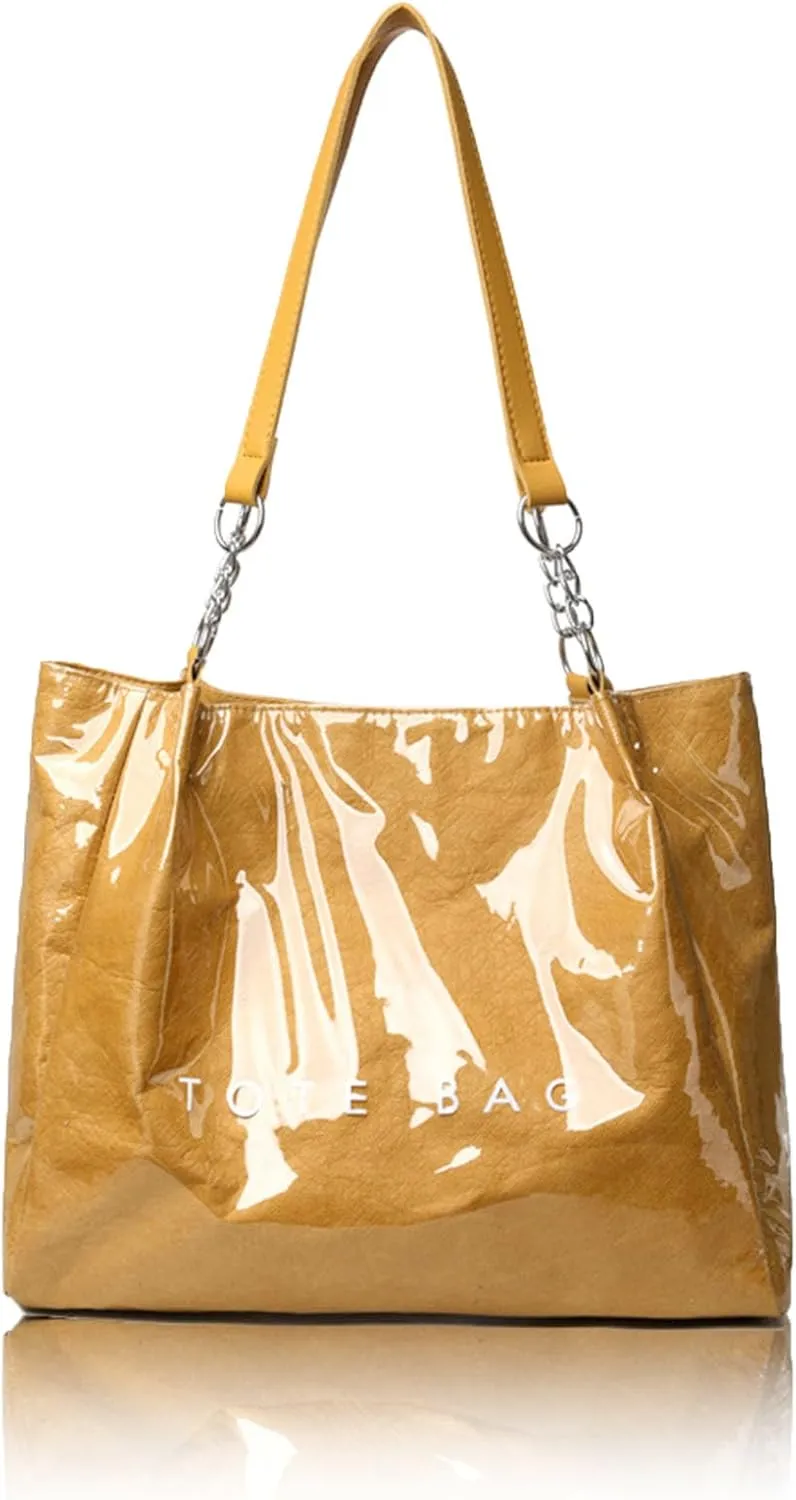 Stellaya Womens Letters Print Tote Bag, 2025 New Women's PVC Kraft Paper Tote Bag, for Handbag or Shoulder