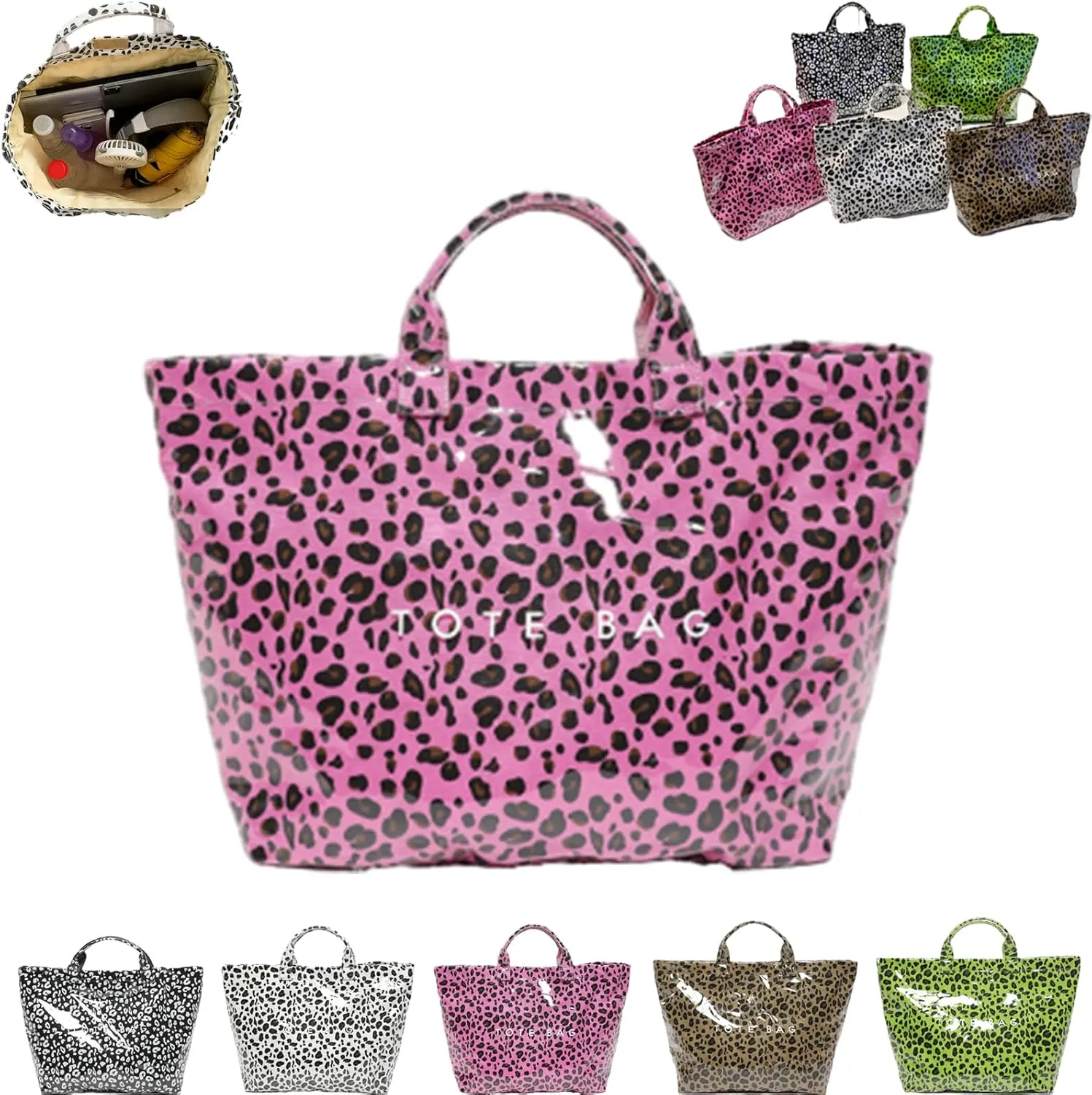Stellaya Women's Letters Print Tote Bag, Large Pvc Waterproof Canvas Bag, Shopping Fashion Plastic Hobo Top Handle