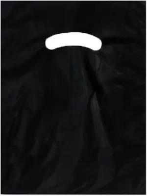Stephanie Imports Made In USA Pack of 125 Black Glossy Plastic Merchandise Bags (9" X 12") With Die Cut Handles
