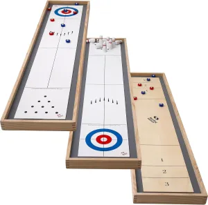 Sterling Games Tabletop Bowling Combo Set, Wooden Arcade Board with Marbles and Pins, Indoor Table Top Game for Kids and Family