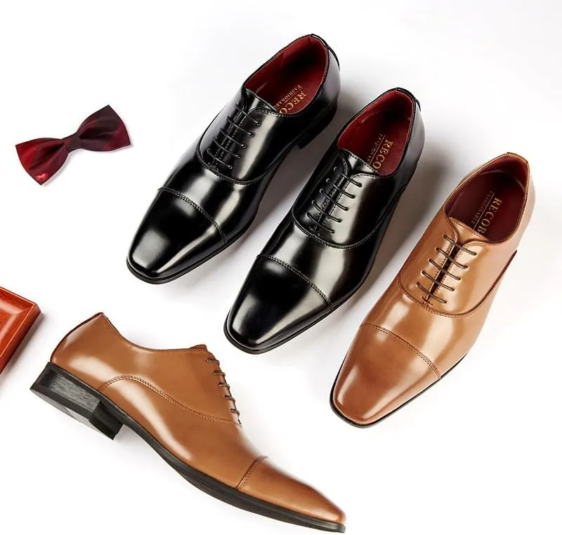Stitching Design Casual Breathable Business Formal Leather Shoes Lace Waxing Design -Step Low-top Derby Shoes Suitable for Wedding Office