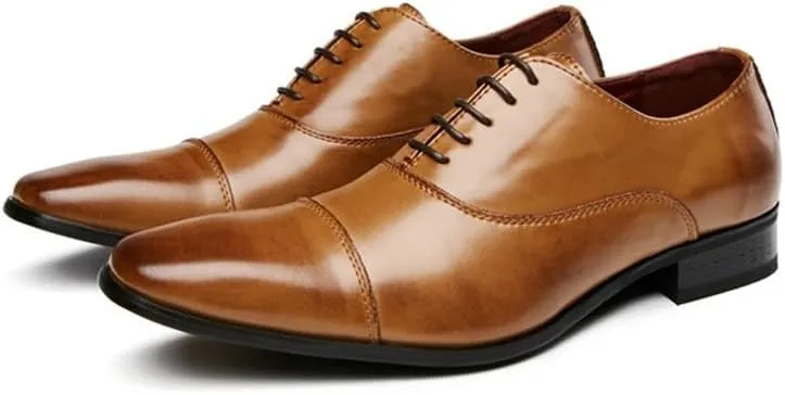 Stitching Design Casual Breathable Business Formal Leather Shoes Lace Waxing Design -Step Low-top Derby Shoes Suitable for Wedding Office