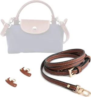 Strap Set for Mini Le Pliage- Handbag Conversion Kit -Punch Free Adjustable Crossbody Strap & Buckles