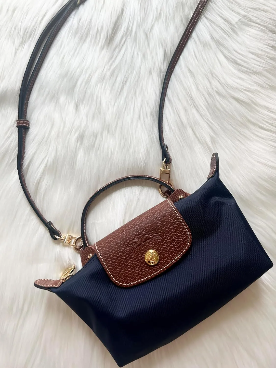 Strap Set for Mini Le Pliage- Handbag Conversion Kit -Punch Free Adjustable Crossbody Strap & Buckles