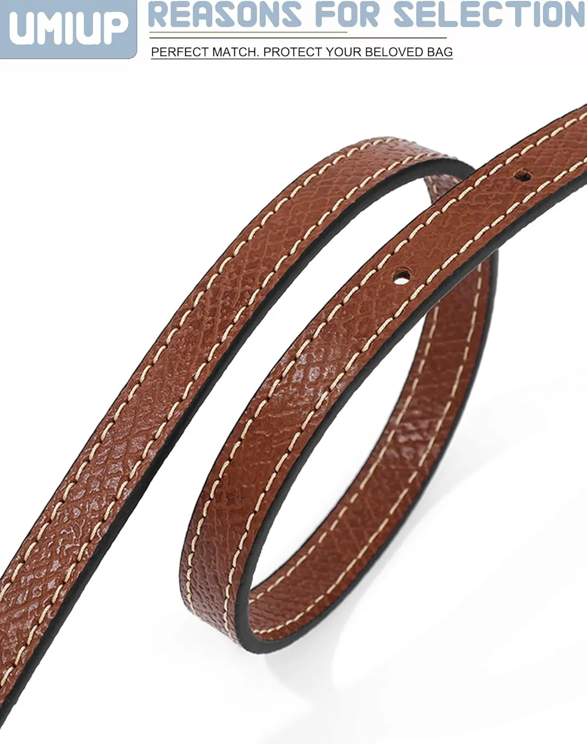 Straps Kit Compatible with Longchamp Mini Bags Shoulder Pouch, Leather Adjustable Purse Straps Crossbody Strap Compatible for Longchamp LP Xtra XS Pouch Conversion Kit GOLD Hardware Brown-Gold B