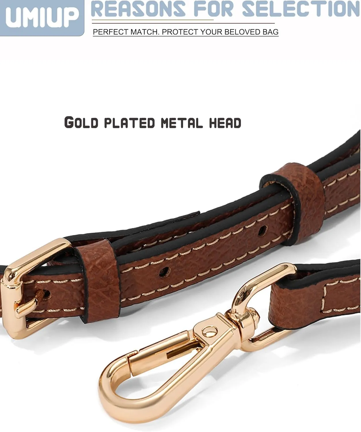 Straps Kit Compatible with Longchamp Mini Bags Shoulder Pouch, Leather Adjustable Purse Straps Crossbody Strap Compatible for Longchamp LP Xtra XS Pouch Conversion Kit GOLD Hardware Brown-Gold B
