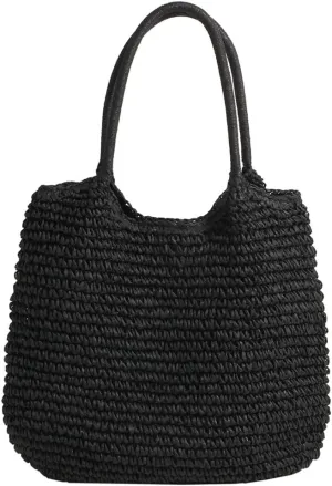 Straw Beach Bag Large Capacity Retro Straw Handbag Hasp Closure Weaving Handbag Ladies Summer Beach Tote Bags